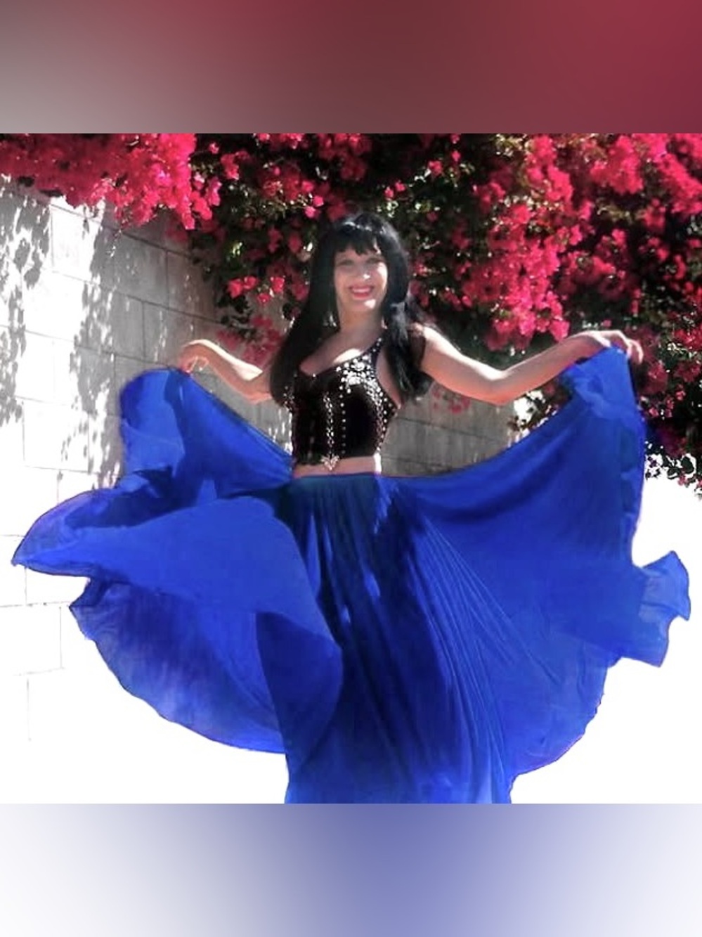 Blue chiffon skirt double circle. Ameynra design. 720" New
